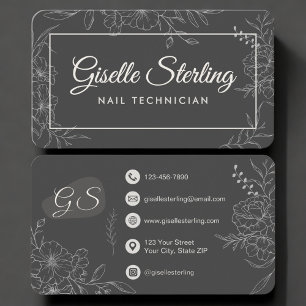 Nail Technician Floral Business Card