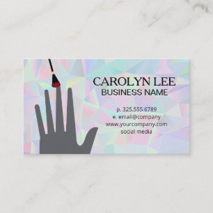 Nail Technician Geometric Iridescent Background Business Card