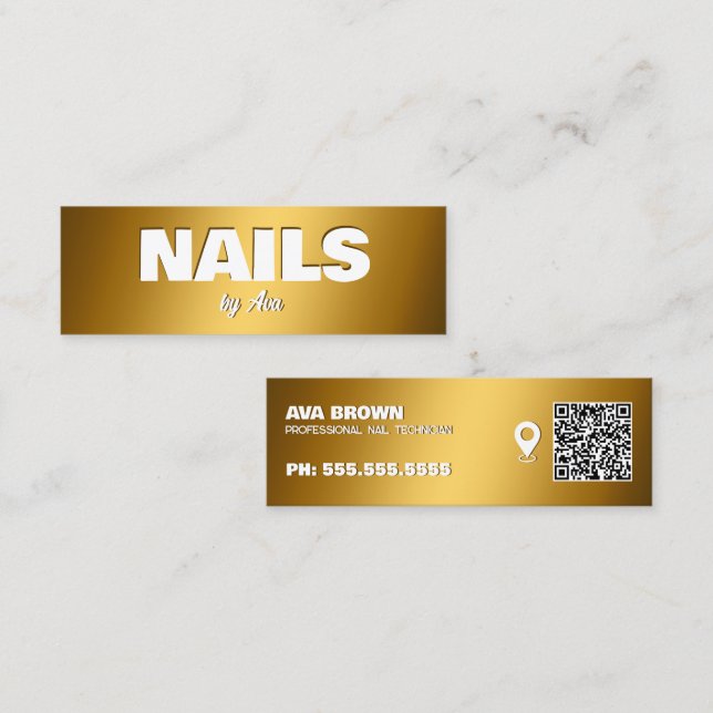 Nail Technician Google Maps QR Mini Business Card (Front/Back)