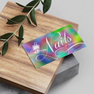 Nail Technician Holographic QR Business Card