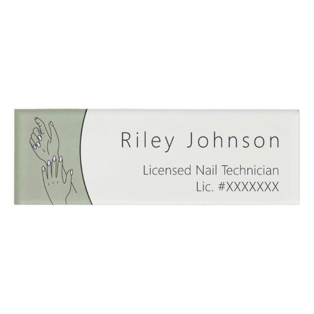 Nail Technician ID Name Tag Licensed Nail Tech  (Front)