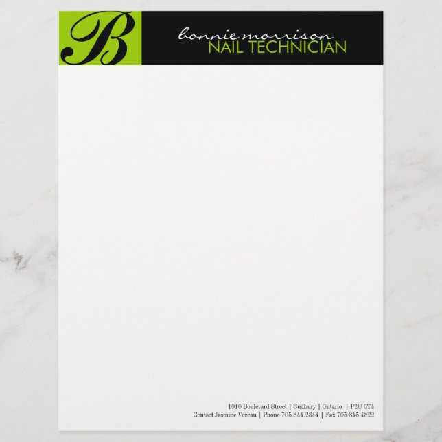 Nail Technician Letterhead (Front)