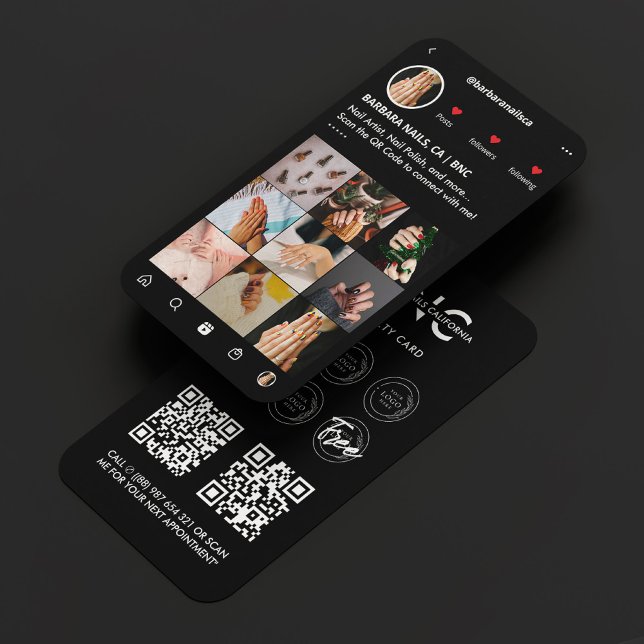 Nail Technician Manicurist Black IG Loyalty Card  (Nail Technician Manicurist Black IG Loyalty Card
)