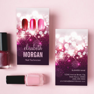 Nail Technician Manicurist - Pink Beauty Glitter Business Card