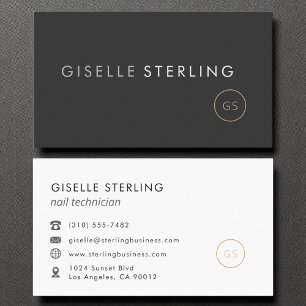 Nail Technician Minimalist Luxury Black Business Card