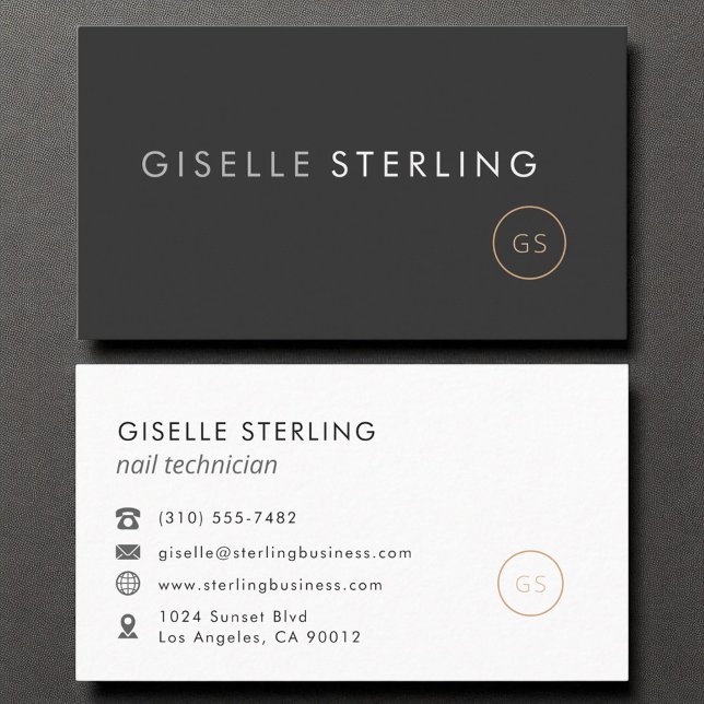 Nail Technician Minimalist Luxury Black Business Card (Creator Uploaded)