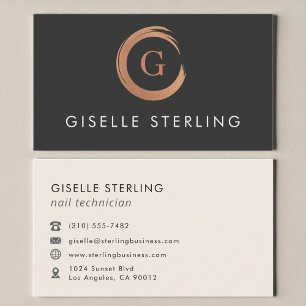 Nail Technician Modern Minimalist Rose Gold Business Card