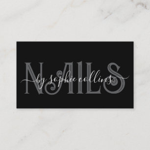 Nail Technician Nail Art Black Business Card