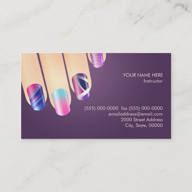 Nail Technician Nail Salon Business Card (Back)