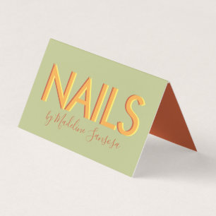 Nail Technician Orange Triple Lettering Business C Business Card