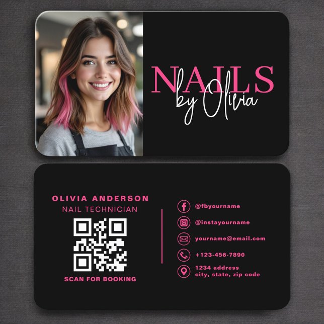 Nail Technician Photo QR Code Business Card (Creator Uploaded)