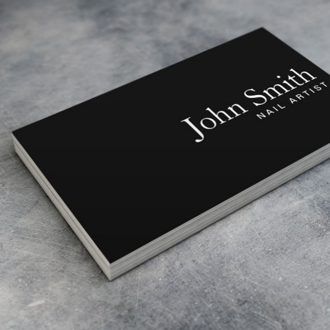 Nail Technician Plain Black Manicurist Business Card (Creator Uploaded)