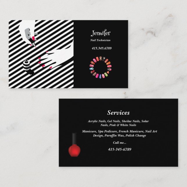 Nail Technician Polish Nails  Business Card (Front/Back)