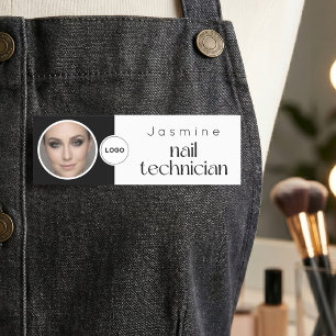 Nail Technician Professional Photo Qr Black White Name Tag