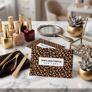 Nail Technician QR CODE Animal Skin Leopard Spot Business Card