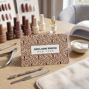 Nail Technician QR CODE Animal Skin Leopard Spot Business Card