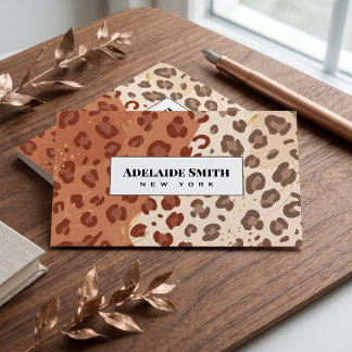Nail Technician QR CODE Animal Skin Leopard Spot Business Card