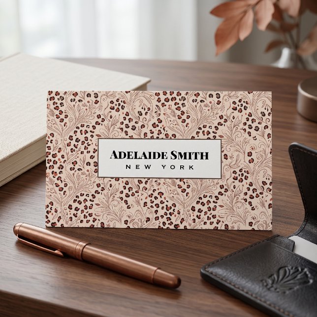 Nail Technician QR CODE Animal Skin Leopard Spot Business Card (Creator Uploaded)