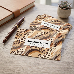 Nail Technician QR CODE Animal Skin Leopard Spot Business Card