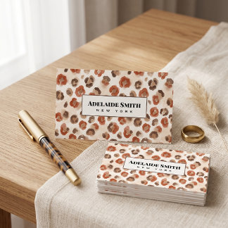 Nail Technician QR CODE Animal Skin Leopard Spot Business Card