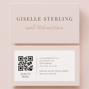 Nail Technician QR Code Blush Pink  Business Card