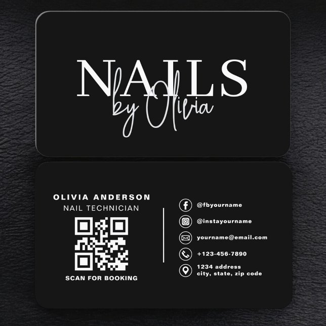 Nail Technician QR Code Modern Business Card (Creator Uploaded)