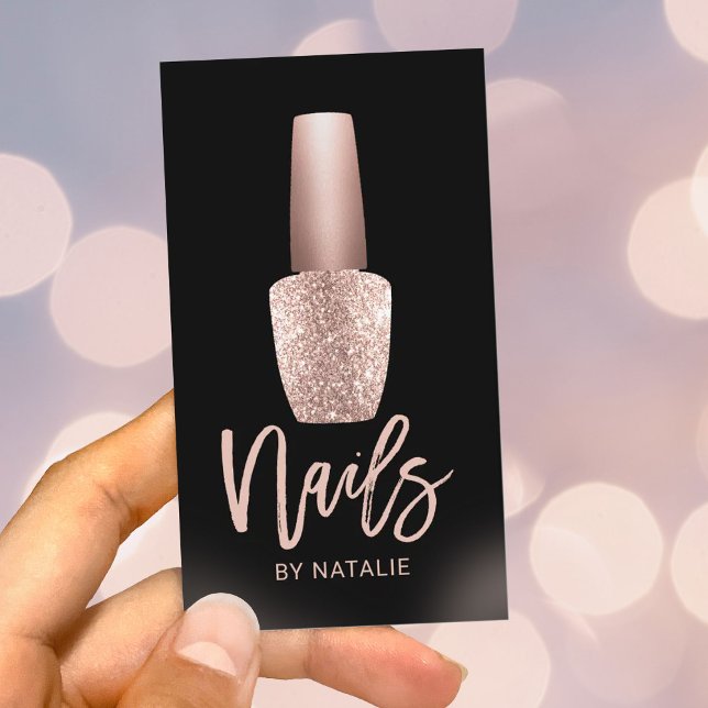 Nail Technician Rose Gold Bottle Manicurist Salon Business Card (Creator Uploaded)