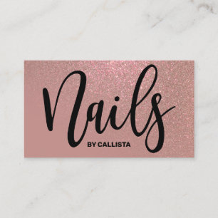 Nail Technician Rose Gold Pink Glitter Typography Business Card