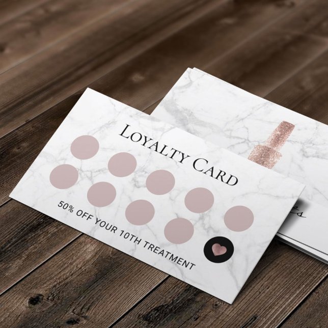 Nail Technician Rose Gold Polish Manicure Marble  Loyalty Card (Creator Uploaded)