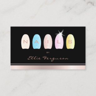 Nail Technician Salon  Glitter Glam Rose Gold Business Card