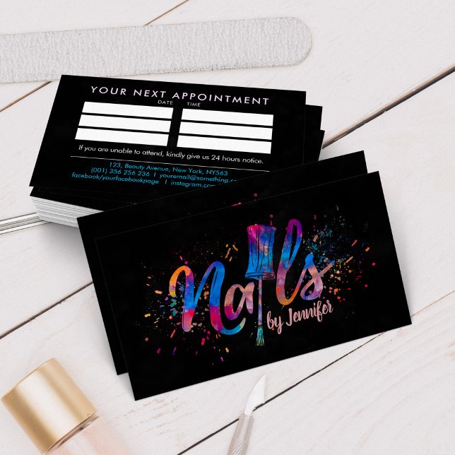 Nail Technician - Text Logo art with Appointment Business Card (Creator Uploaded)