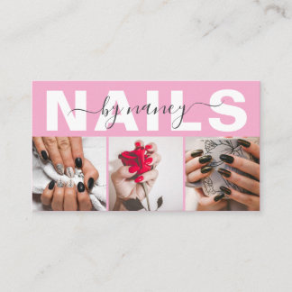 Nail Technician Typography Photo Qr Code Logo  Business Card