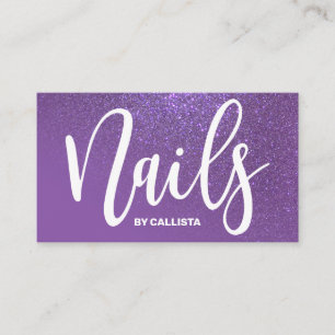 Nail Technician Violet Purple Glitter Typography Business Card