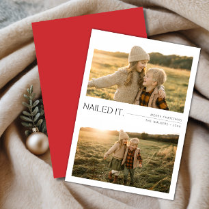 Nailed It Playful Kids 2 Photo Christmas Red Holiday Card