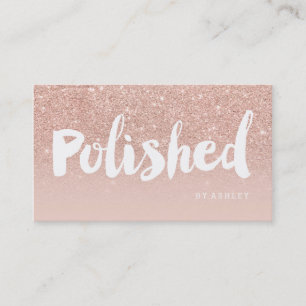 Nails art custom modern typography blush rose gold business card