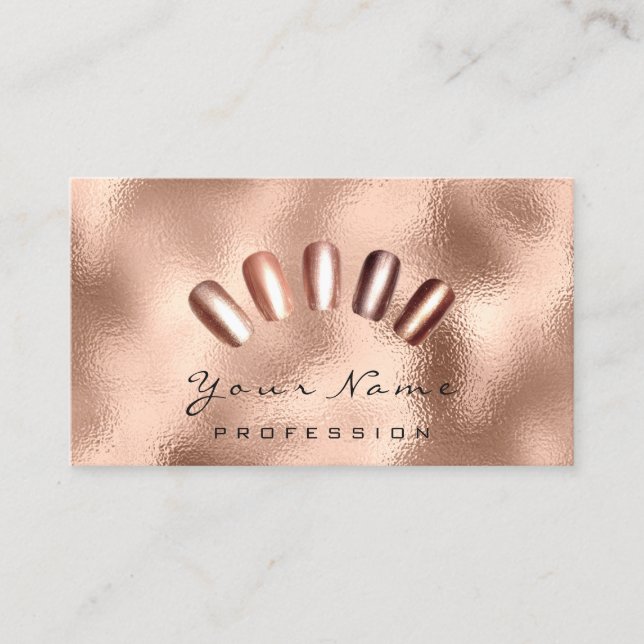 Nails Art Glitter Skinny Rose Gold  Manicure Metal Business Card (Front)