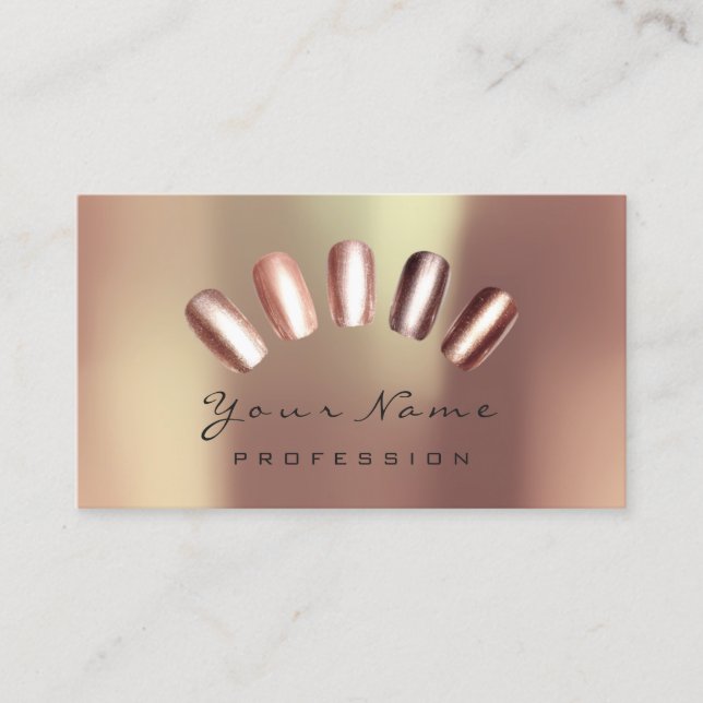 Nails Artist Copper Rose Manicure Pedicure Business Card (Front)