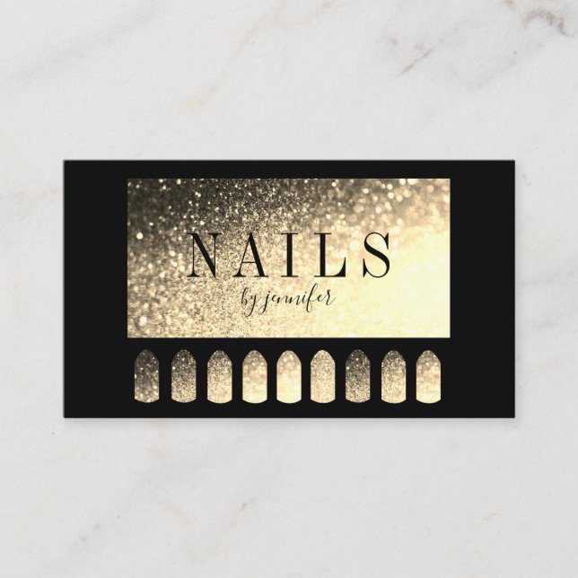 Nails Artist Elegant Gold Business Card (Front)