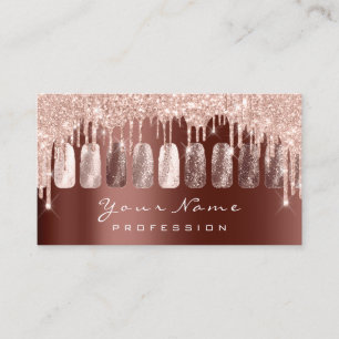 Nails Artist Glitter Rose Gold Manicure Brown Business Card