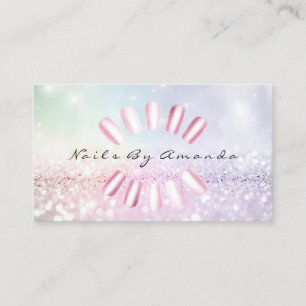Nails Artist Makeup  Blue Pastel Pink Appointment Card