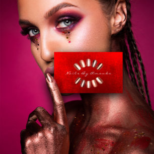 Nails Artist Makeup Rose Red Appointment Card