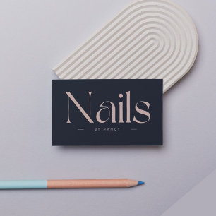 Nails Bold Typography blush pink Business Card