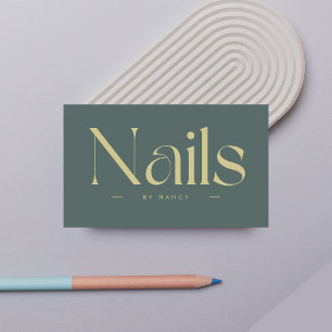 Nails Bold Typography Dark Green  Business Card