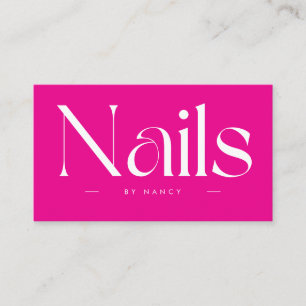 Nails Bold Typography Hot Pink Business Card