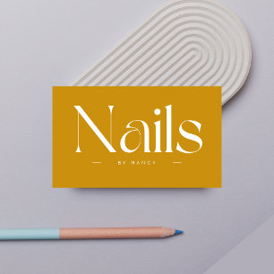 Nails Bold Typography Mustard Business Card