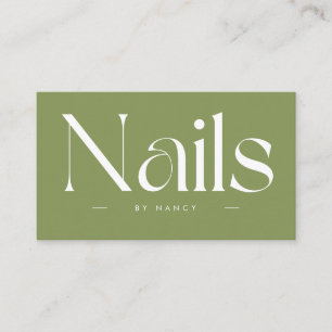 Nails Bold Typography Sage Green Business Card