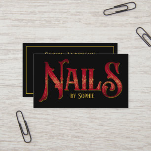 Nails by Typography Black Business Card