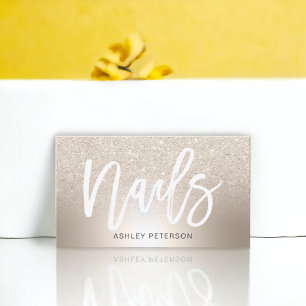 Nails chic gold glitter ombre metallic foil business card