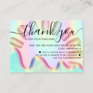 Nails Holograph Online Shop Thank You Shopping Business Card