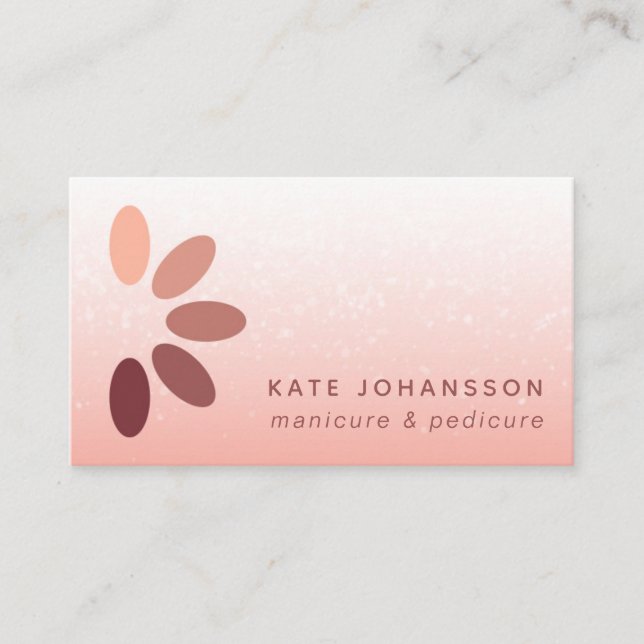 Nails Logo Modern Peach Manicurist Pedicurist Business Card (Front)